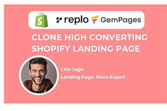design clone replo shopify landing page using gempages, pagefly convert figma