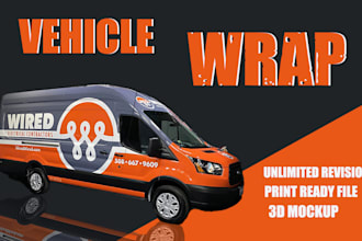create unique vehicle wrap for your van, car, food  truck