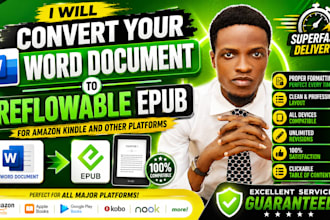 convert word and google docs to reflowable epub for kindle