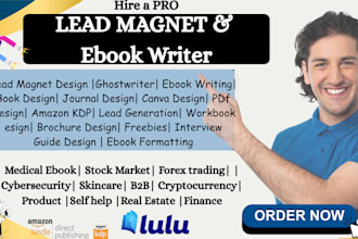 write medical ebook stock market forex trade b2b PDF lead magnet workbook design