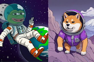 draw a funny memecoin art, crypto gif sticker, meme art, meme video, solana meme