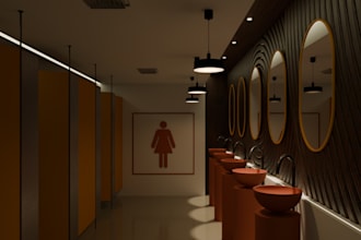 create photorealistic bathroom and restroom visuals