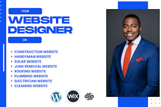 design construction, solar, handyman, junk removal, hvac website or landing page