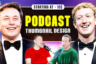 design a great clickbait podcast thumbnail cover for youtube