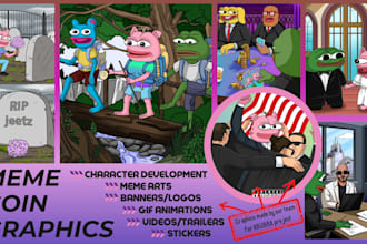 provide graphics for the meme coin project, character development, meme arts