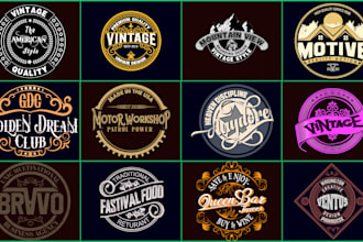 design custom vintage logo, badge, stamp,  typography