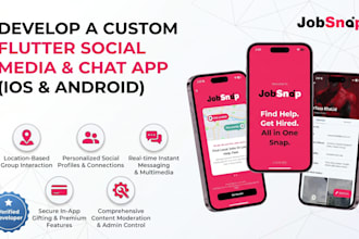 develop a custom flutter social media and chat app