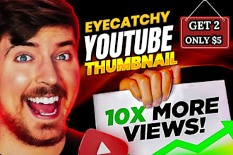 design 2 eye catchy attractive clickbait youtube thumbnail