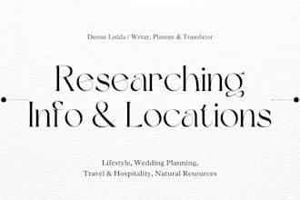 research info and locations of any businesses