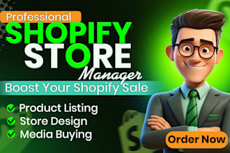 be your shopify virtual assistant, store design and listing