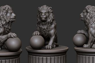 sculpt 3d animal action figurine, ready for printing, realistic rendering, stl