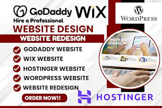 design, godaddy, wix, hostinger, wordpress website redesign, e commerce website