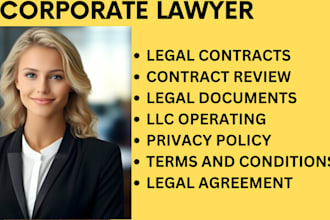 be your lawyer for legal contracts, agreements, terms and conditions, nda, eula