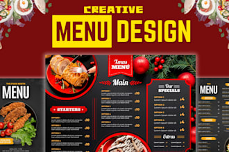 design custom food menus, restaurant menus and food posters