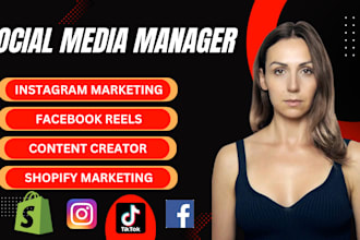 social media manager instagram shopify marketing facebook reels content creator