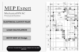 draw mep hvac mechanical electrical plumbing 2d floor plan and permit design