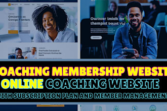 develop coaching membership website with subscription plans, member management