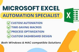 design advanced excel spreadsheets, vba, macros, formulas or data automation