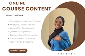 create online, course content, lesson plan, course curriculum and development