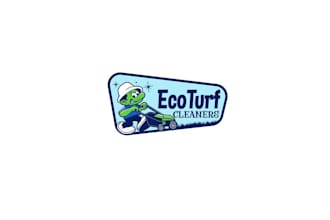 friendly turf cleaning retro logo design