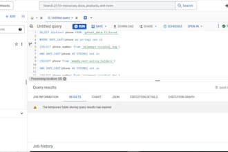 write sql query in bigquery and integration google sheet