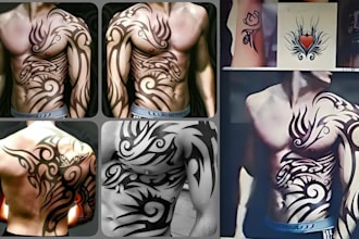 make custom tattoo design realistic sleeve tribal hand drawn tattoo design
