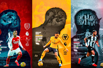 create sports and football posters for matchdays or players