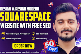 design or redesign your squarespace website with free SEO
