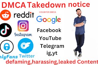 send dmca takedown to facebook,twitter,linkedin, tiktok, google, reddit,mugshots