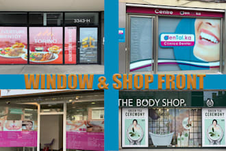 do stunning shopfront,storefront,window graphics,vinyl stickers,forested,decal