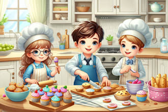 create enchanting illustrations for children story books illustration