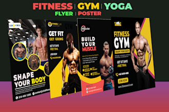 design workout, fitness, gym flyer, dl flyer and poster