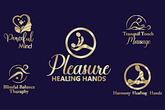 design modern unique spa massage wellness sport yoga therapy logo