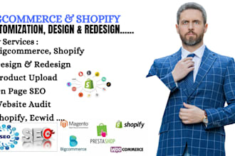 design, customize, and fix bugs in bigcommerce and shopify, ecwid, webflow