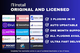 install elementor pro, crocoblock, rank math, astra pro, wpml with auto updates