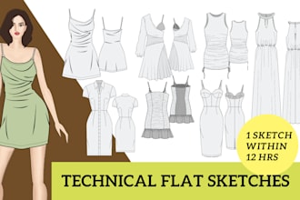 do fashion flat sketches and technical drawings