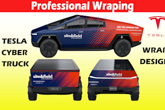 tesla cybertruck wrap design, van wrap, vehicle wrap design, any truck wrap
