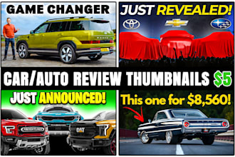 design custom youtube thumbnails for car or auto reviews