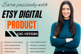 set up etsy shop, create high converting digital products, etsy SEO, stan store