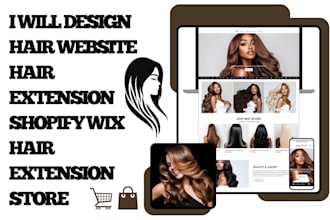 design hair website hair extension shopify wix hair extension store