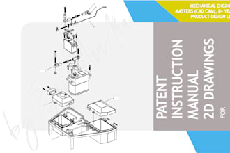 make patent drawings, 2d drawing for products, instruction manual illustration
