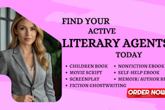 find active literary agent for children book, movie script, screenplay, pitching