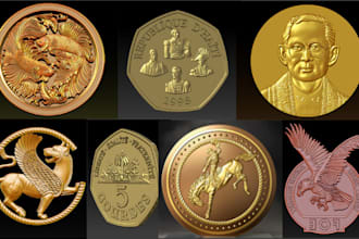 design 3d coin model, 3d bas relief, 3d medallion, 3d cnc design, printable coin