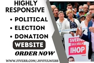 design political campaign website donation election website using wordpress, wix