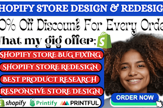 design, redesign shopify dropshipping store, shopify website as shopify expert