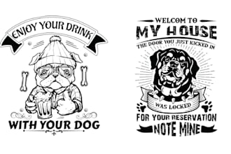 make hand drawn dog, bulldog or pet grooming logo