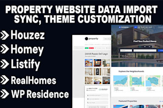 property website data import sync, theme customization for real estate website