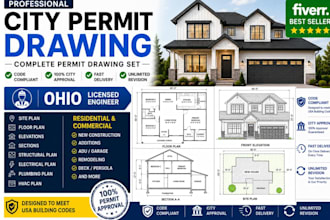 create city permit drawings, permit plans and architectural blueprints, autocad