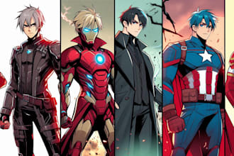 draw your character in cartoonish or marvel or anime style