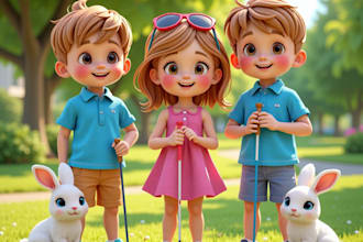 3d children book story illustration, kids story book